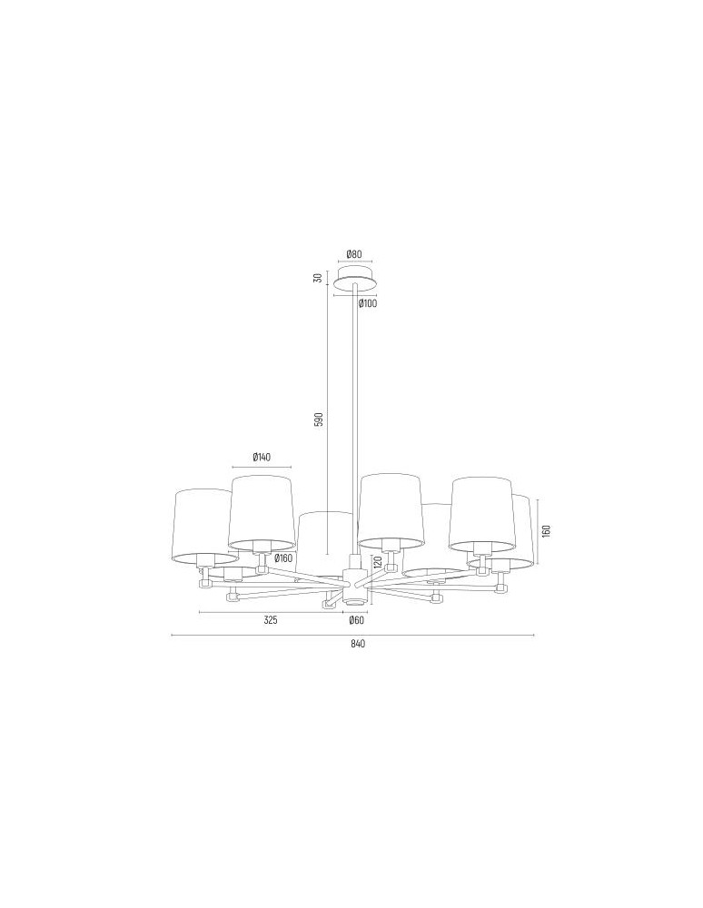 Gold chandeliers - Argon PRINCETON 5071 satin lampshade, brass - product kolory-swiatla.pl 10