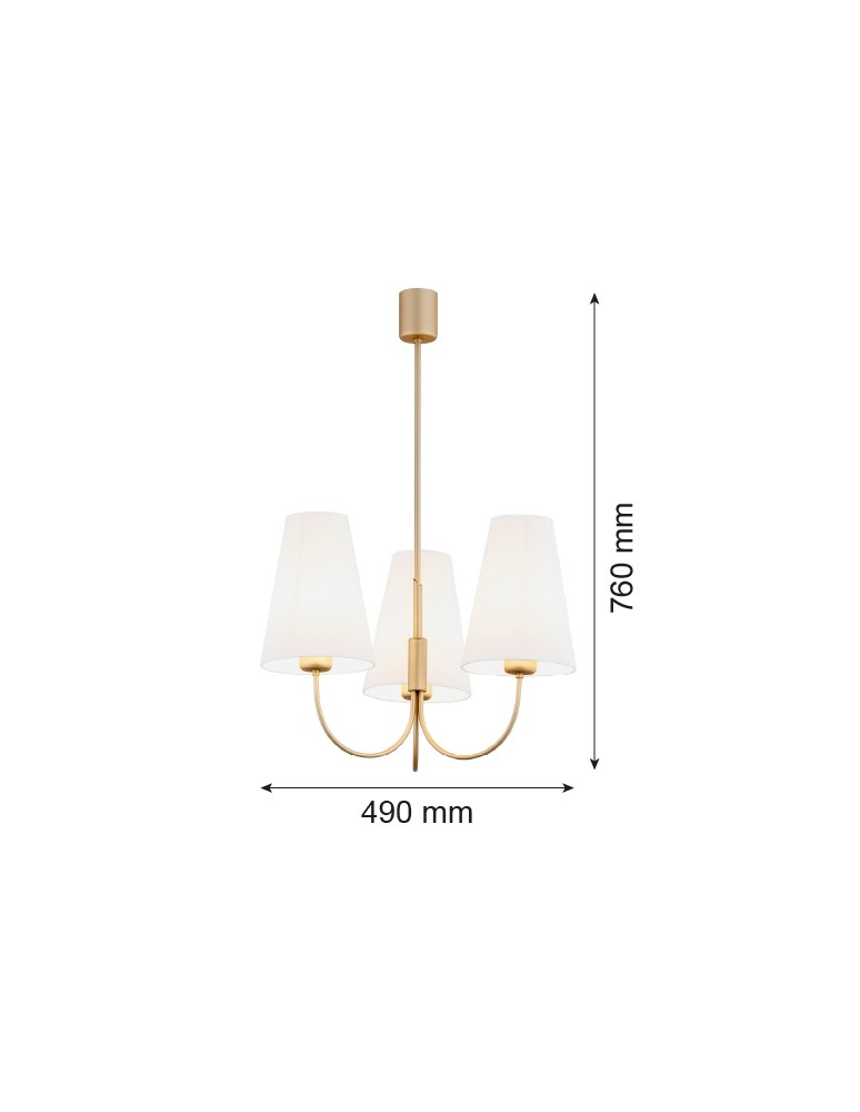 3-point chandelier - Argon SAFIANO 3 fl. chandelier 3x15W (max) white gold 6267 - product kolory-swiatla.pl 3