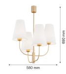 4 point chandelier - Argon SAFIANO 4 fl. chandelier 4x15W (max) white gold 1821 - product 3