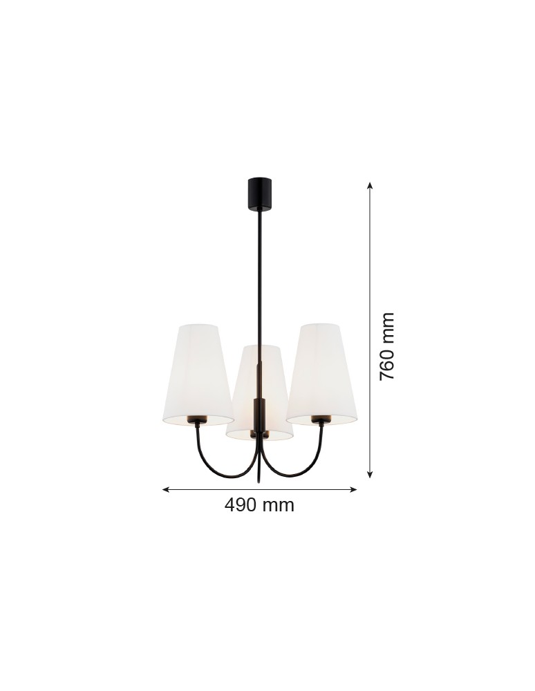 3-point chandelier - Argon SAFIANO 3 fl. chandelier 3x15W (max) white black 6268 - product kolory-swiatla.pl 3