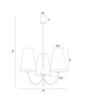 3-point chandelier - Argon SAFIANO 3 fl. chandelier 3x15W (max) white black 6268 - product 4