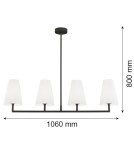 4 point chandelier - Argon SAFIANO 4 fl. pendant lamp 4x15W (max) white black 1831 - product 4