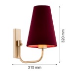 Wall lamps with lampshade - Argon SAFIANO wall lamp 1 pł. 1x15W (max) burgundy gold 8313 - product 3