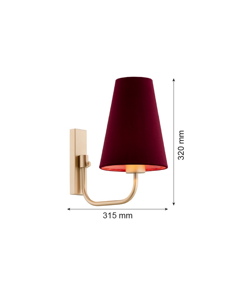Wall lamps with lampshade - Argon SAFIANO wall lamp 1 pł. 1x15W (max) burgundy gold 8313 - product kolory-swiatla.pl 3