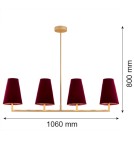 4 point chandelier - Argon SAFIANO 4 fl. pendant lamp 4x15W (max) burgundy gold 1829 - product 4