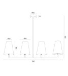 4 point chandelier - Argon SAFIANO 4 fl. pendant lamp 4x15W (max) burgundy gold 1829 - product 5