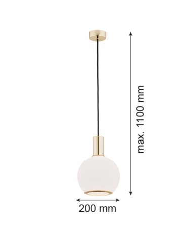 Argon SAGUNTO lampa wisząca 1 pł. 1x15W (max) opal mat mosiądz 4357 - produkt 2