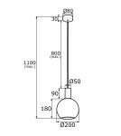 Single pendant lamps - Argon SAGUNTO 1 fl. pendant lamp 1x15W (max) opal mat brass 4357 - product 3