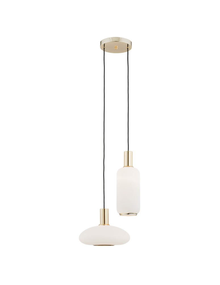 Pendant lamps - Argon SAGUNTO 2-fl. pendant lamp on a circular soffit 2x15W (max) opal mat brass 896 - product kolory-swiatla.pl 1