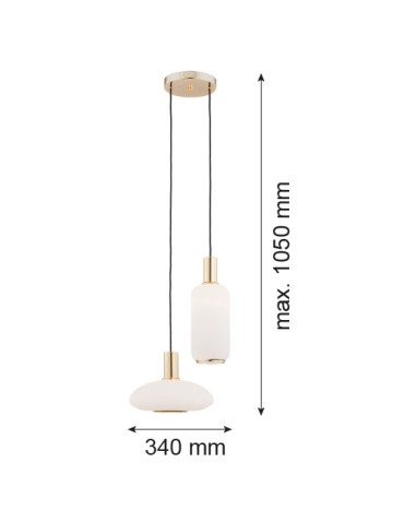 Argon SAGUNTO 2-fl. pendant lamp on a circular soffit 2x15W (max) opal mat brass 896 - product 2
