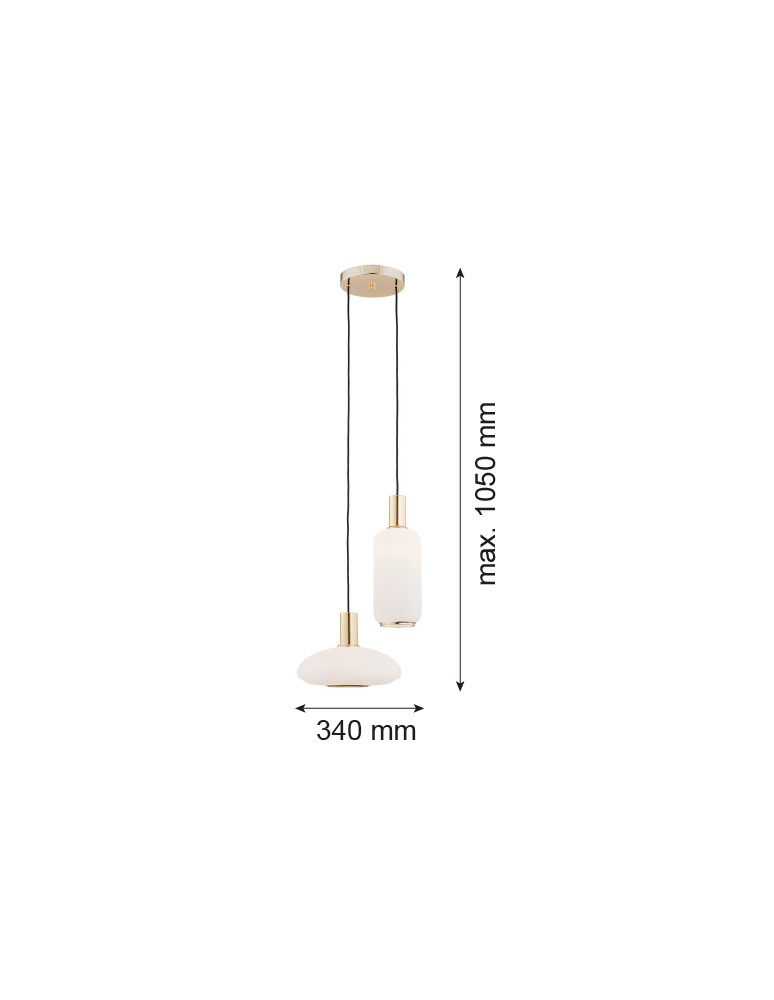 Pendant lamps - Argon SAGUNTO 2-fl. pendant lamp on a circular soffit 2x15W (max) opal mat brass 896 - product kolory-swiatla.pl 2