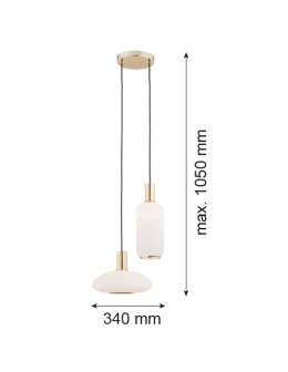 Argon SAGUNTO lampa wisząca 2 pł. na okrągłej podsufitce 2x15W (max) opal mat mosiądz 896 - product 2
