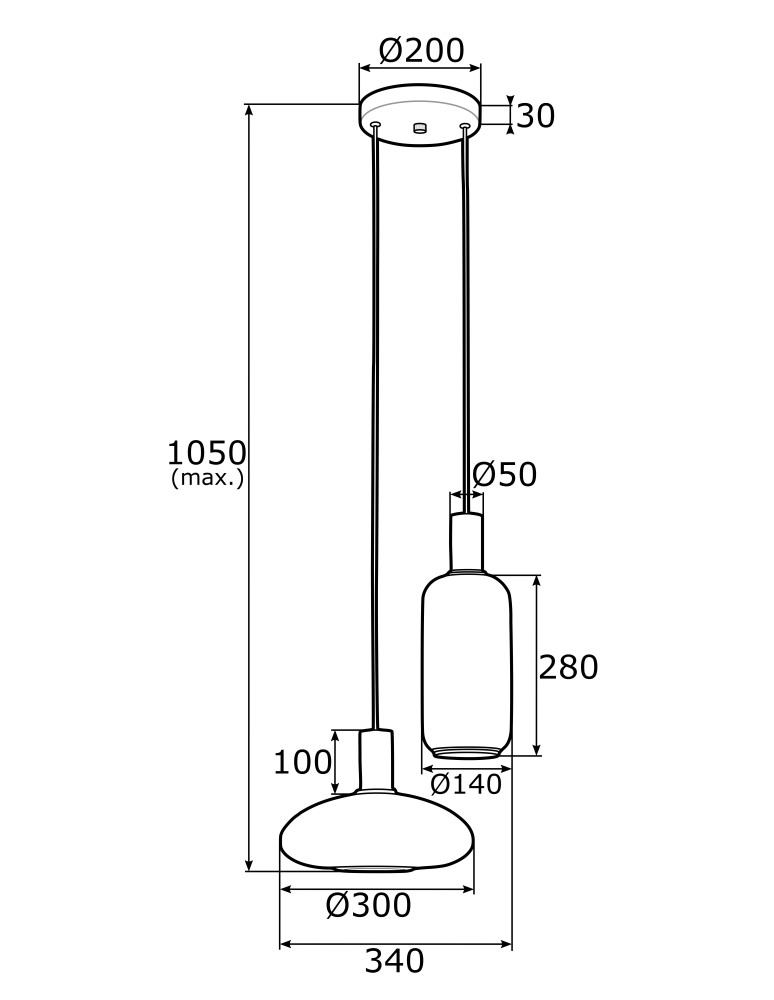 Argon SAGUNTO lampa wisząca 2 pł. na okrągłej podsufitce 2x15W (max) opal mat mosiądz 896