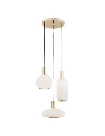 Argon SAGUNTO 3-fl. pendant lamp on a circular ceiling light fixture 3x15W (max) opal matt brass 1489