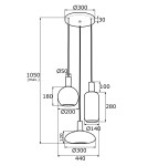 Argon SAGUNTO lampa wisząca 3 pł. na okrągłej podsufitce 3x15W (max) opal mat mosiądz 1489