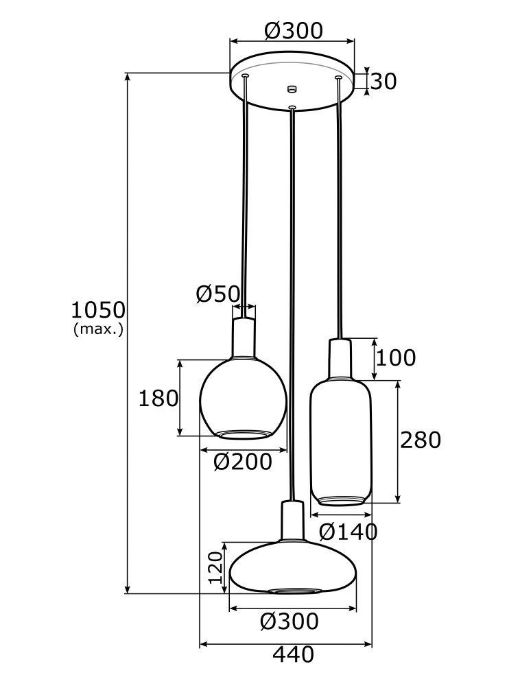 Argon SAGUNTO lampa wisząca 3 pł. na okrągłej podsufitce 3x15W (max) opal mat mosiądz 1489