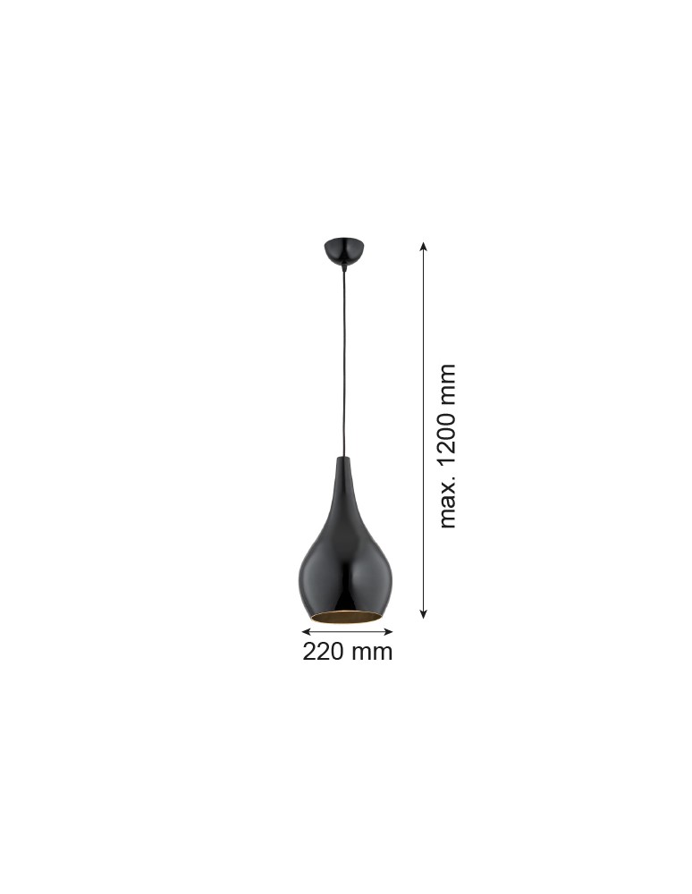 Single pendant lamps - Argon SANTANA pendant lamp 1 pł 1x15W (max) black gloss black 3997 - product kolory-swiatla.pl 2