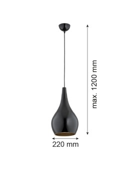 Argon SANTANA lampa wisząca 1 pł 1x15W (max) czarny czarny połysk 3997 - produkt 2