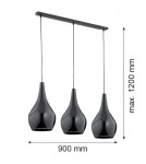 Argon SANTANA lampa wisząca 3 pł 3x15W (max) czarny czarny połysk 1409