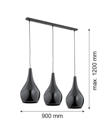 Argon SANTANA lampa wisząca 3 pł 3x15W (max) czarny czarny połysk 1409 - produkt 2