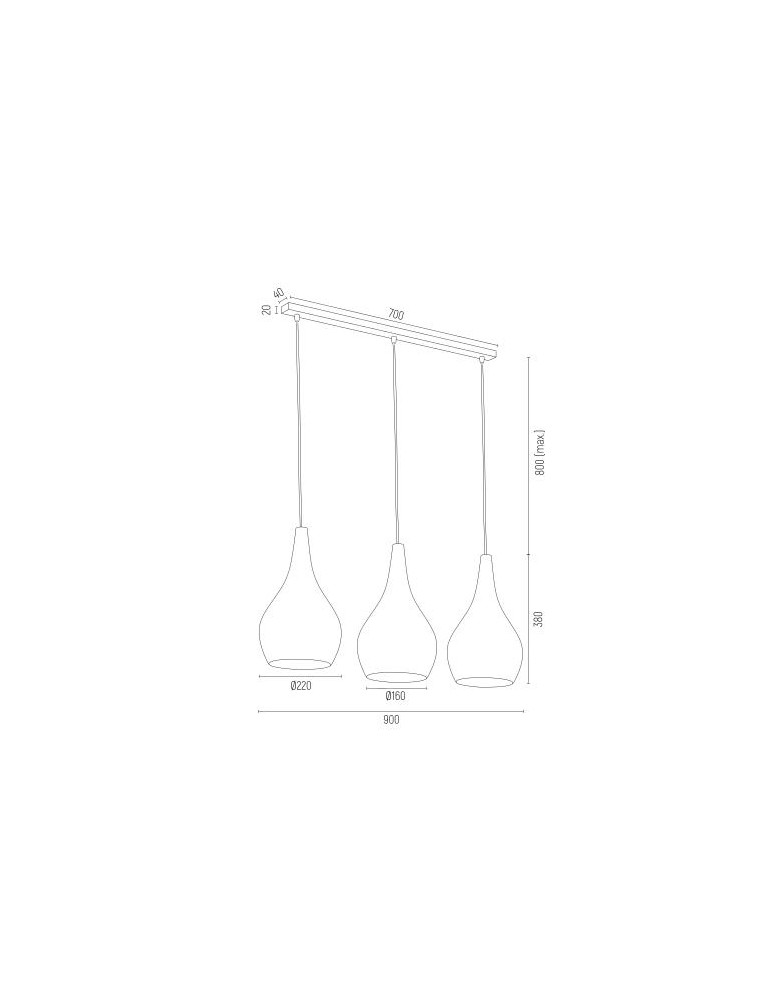 Argon SANTANA lampa wisząca 3 pł 3x15W (max) czarny czarny połysk 1409