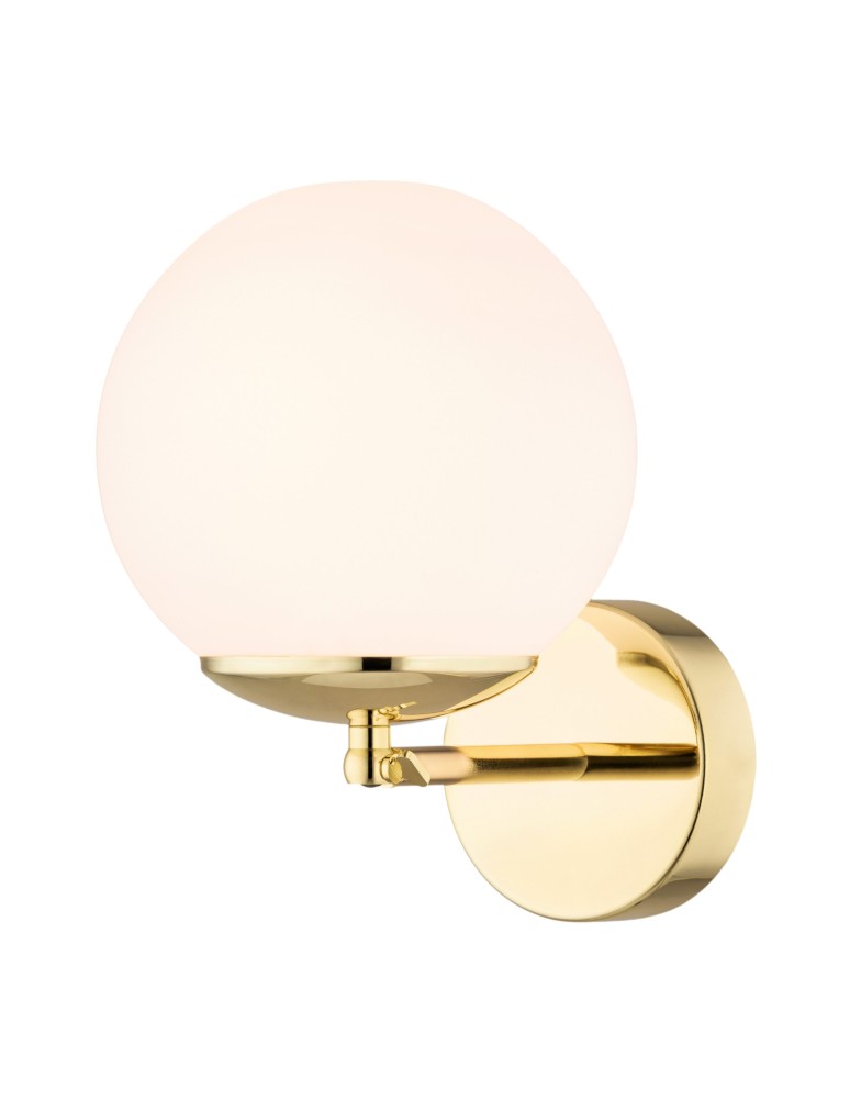 Bathroom wall lamps - Argon SATELITE PLUS wall lamp 1 pł. 1x15W (max) opal matt IP44 brass 4744 - product kolory-swiatla.pl 2