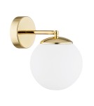 Bathroom wall lamps - Argon SATELITE PLUS wall lamp 1 pł. 1x15W (max) opal matt IP44 brass 4744 - product 5