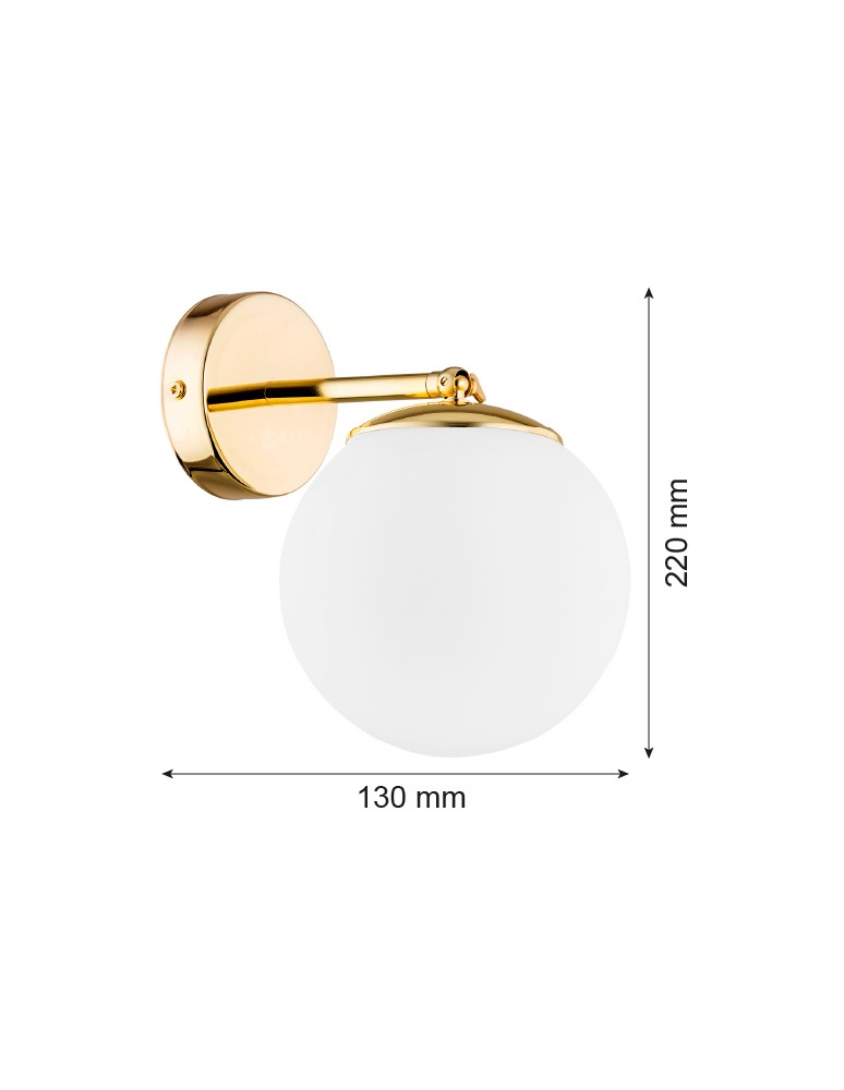 Bathroom wall lamps - Argon SATELITE PLUS wall lamp 1 pł. 1x15W (max) opal matt IP44 brass 4744 - product kolory-swiatla.pl 11