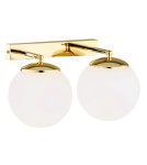 Bathroom wall lamps - Argon SATELITE PLUS wall lamp 2 fl. 2x15W (max) opal mat IP44 brass 1052 - product 1