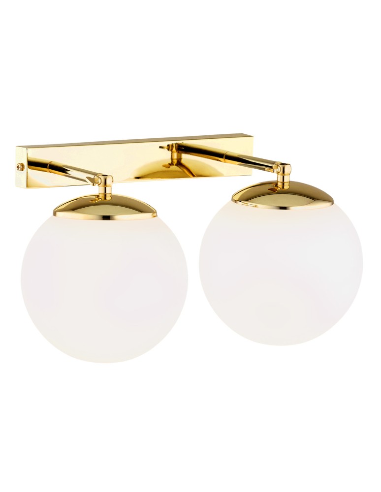 Bathroom wall lamps - Argon SATELITE PLUS wall lamp 2 fl. 2x15W (max) opal mat IP44 brass 1052 - product kolory-swiatla.pl 1