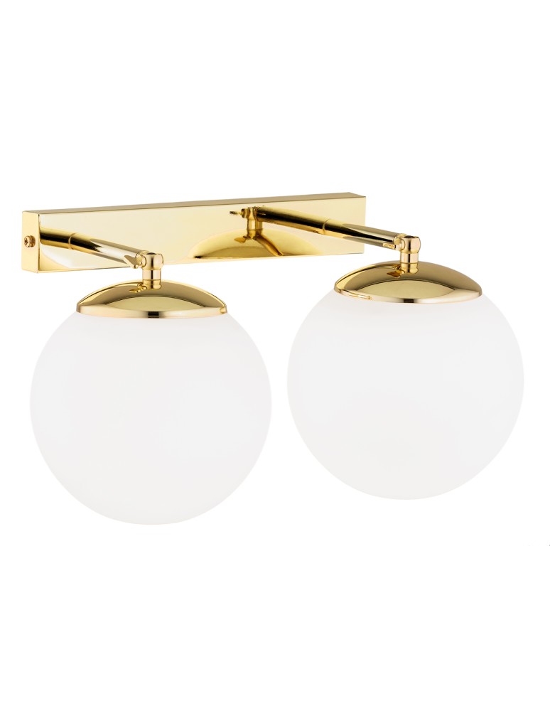 Bathroom wall lamps - Argon SATELITE PLUS wall lamp 2 fl. 2x15W (max) opal mat IP44 brass 1052 - product kolory-swiatla.pl 2