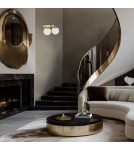 Bathroom wall lamps - Argon SATELITE PLUS wall lamp 2 fl. 2x15W (max) opal mat IP44 brass 1052 - product 3