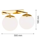 Bathroom wall lamps - Argon SATELITE PLUS wall lamp 2 fl. 2x15W (max) opal mat IP44 brass 1052 - product 4