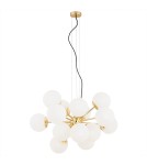 Pendant lamps spheres - Argon SATELITE PLUS chandelier 15 fl. 15x15W (max) opal matt brass 5048 - product 1