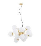 Pendant lamps spheres - Argon SATELITE PLUS chandelier 15 fl. 15x15W (max) opal matt brass 5048 - product 2