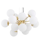 Pendant lamps spheres - Argon SATELITE PLUS chandelier 15 fl. 15x15W (max) opal matt brass 5048 - product 4