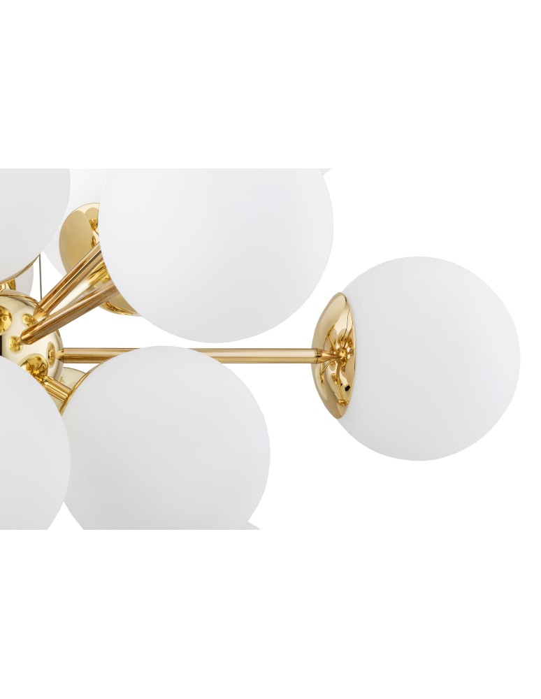 Pendant lamps spheres - Argon SATELITE PLUS chandelier 15 fl. 15x15W (max) opal matt brass 5048 - product kolory-swiatla.pl 6