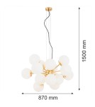 Pendant lamps spheres - Argon SATELITE PLUS chandelier 15 fl. 15x15W (max) opal matt brass 5048 - product 8
