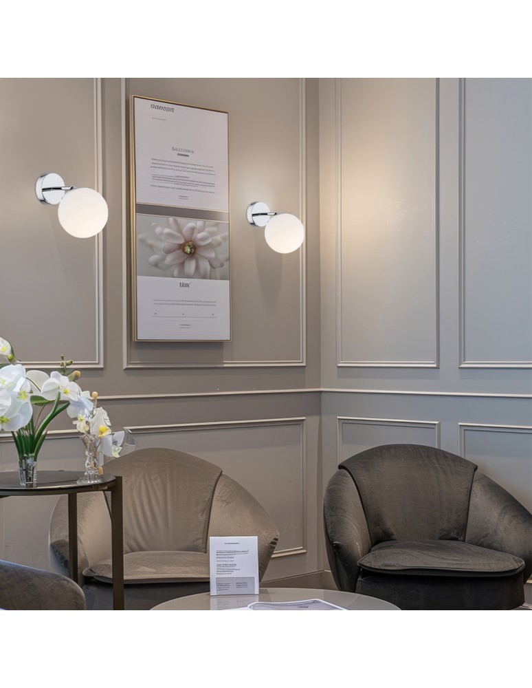 Bathroom wall lamps - Argon SATELITE wall lamp 1 pł. 1x15W (max) opal mat IP44 chrome 3988 - product kolory-swiatla.pl 3