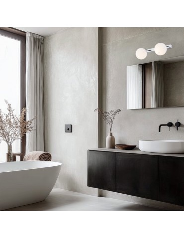 Argon SATELITE wall lamp 2 pł. 2x15W (max) opal mat IP44 chrome 840 - product 2