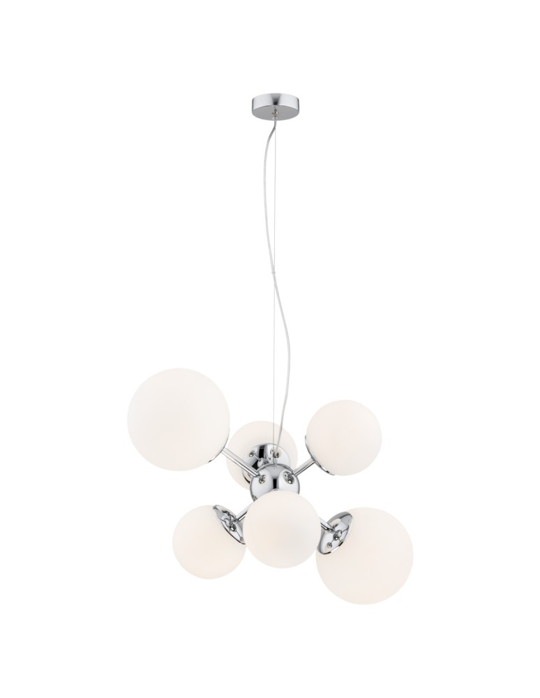 Pendant lamps spheres - Argon SATELITE chandelier 6 fl. 6x15W (max) opal chrome 2531 - product kolory-swiatla.pl 1