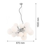 Pendant lamps spheres - Argon SATELITE chandelier 15 pł. 15x15W (max) opal matt chrome 5021 - product 3
