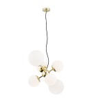 Pendant lamps spheres - Argon SATELITE chandelier 6 fl. 6x15W (max) opal brass 2532 - product 1