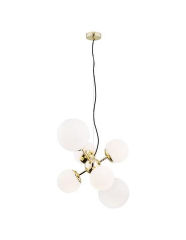 Argon SATELITE chandelier 6 fl. 6x15W (max) opal brass 2532