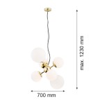 Pendant lamps spheres - Argon SATELITE chandelier 6 fl. 6x15W (max) opal brass 2532 - product 2