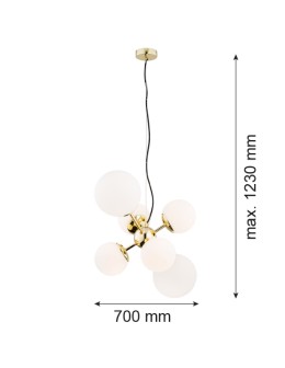 Argon SATELITE żyrandol 6 pł. 6x15W (max) opal mosiądz 2532 - produkt 2
