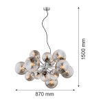 Pendant lamps spheres - Argon SATELITE chandelier 15 fl. 15x15W (max) lister graphite chrome 5022 - product 3
