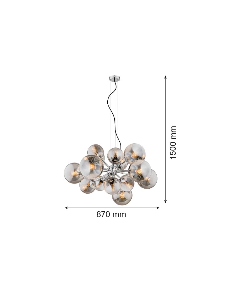 Pendant lamps spheres - Argon SATELITE chandelier 15 fl. 15x15W (max) lister graphite chrome 5022 - product kolory-swiatla.pl 3