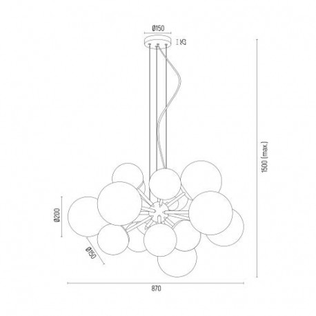 Argon SATELITE żyrandol 15 pł. 15x15W (max) lister grafit chrom 5022