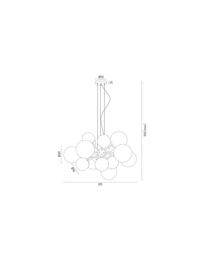 Pendant lamps spheres - Argon SATELITE chandelier 15 fl. 15x15W (max) lister graphite chrome 5022 - product kolory-swiatla.pl 4